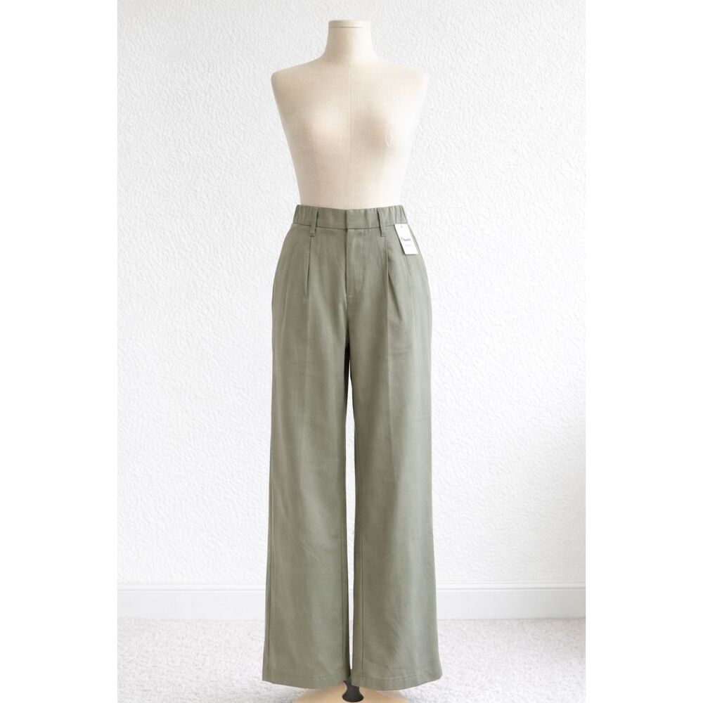 A New Day Sage Green Wide Leg Pants 4 Long NWT Elastic Back Work Trouser